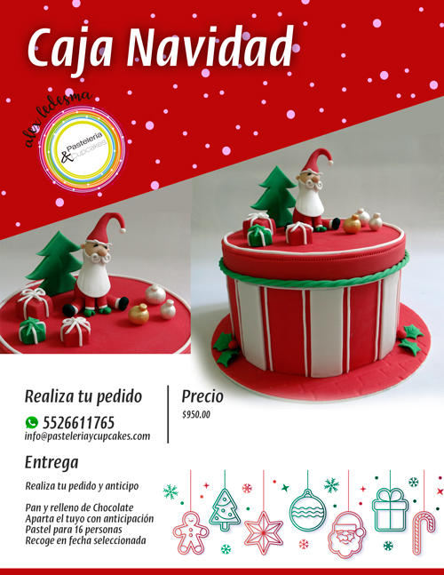 Pastel caja de regalo con decoracion santa claus | pasteleriaycupcakes.com
